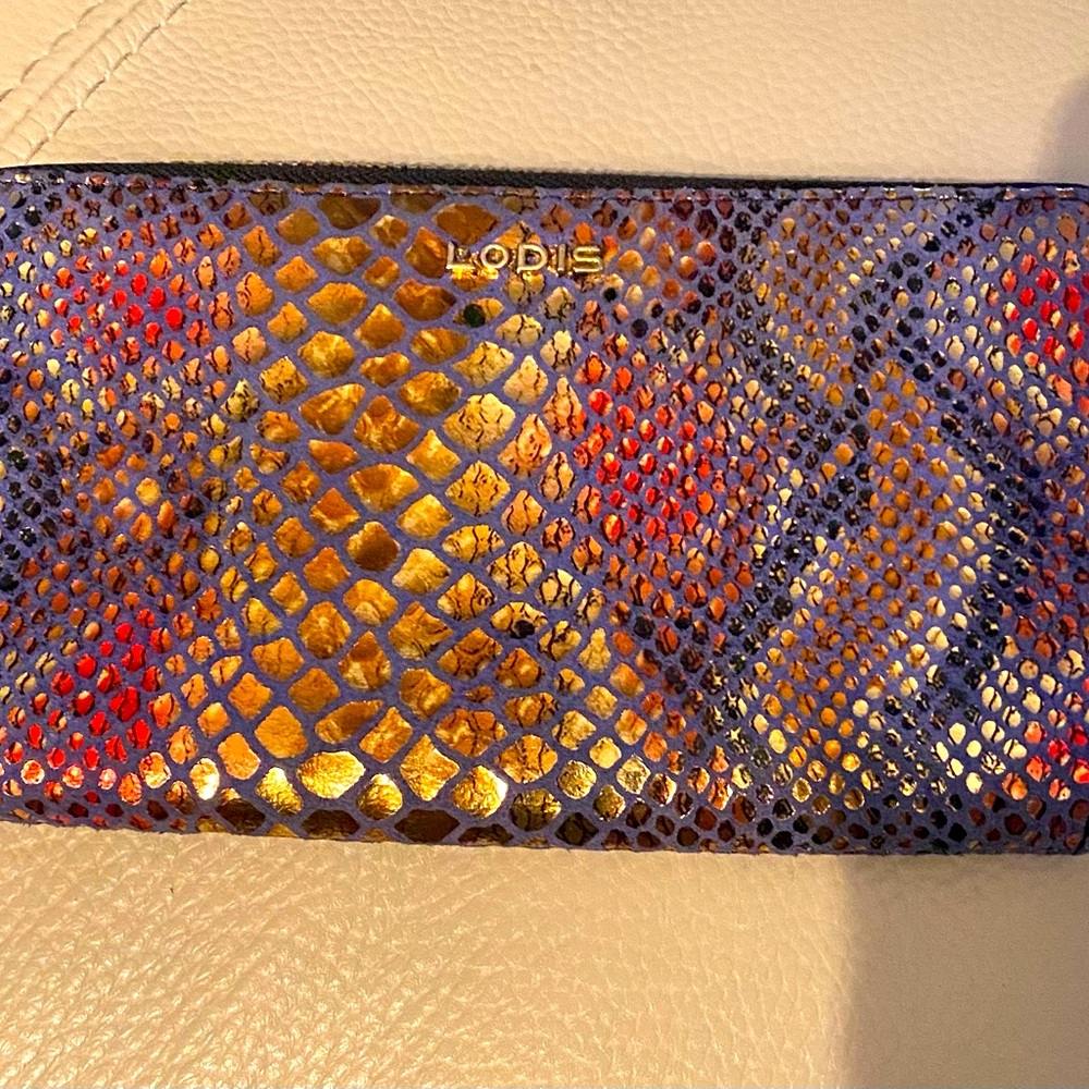 Lodis Blue and Red Snake Print Wallet